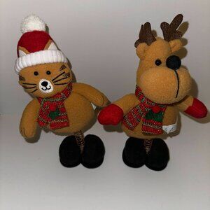 Christmas REINDEER & CAT on Springs Bouncing 9" plush Hobby Lobby